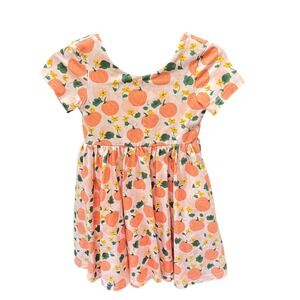 Ollie Jay Girl's Size 3 Pumpkin Floral Print Short Sleeve Twirl Dress w/ Pockets